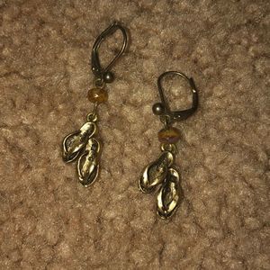 Gold flip flop shoe pierced earrings